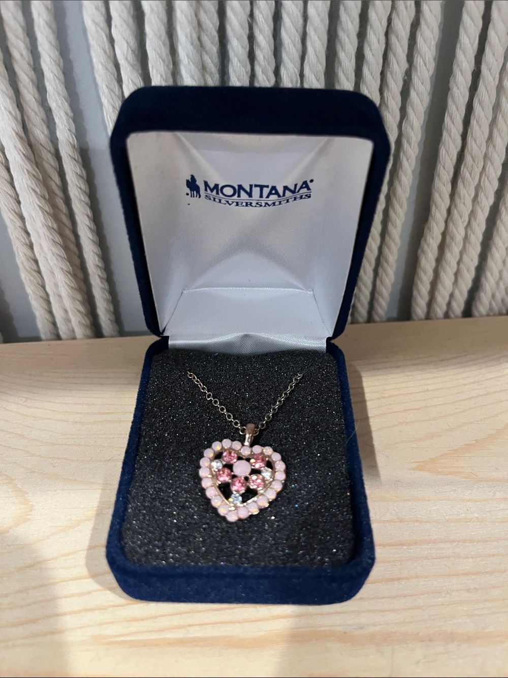 Montana Silversmiths Pink and Silver Heart Pendant Necklace
